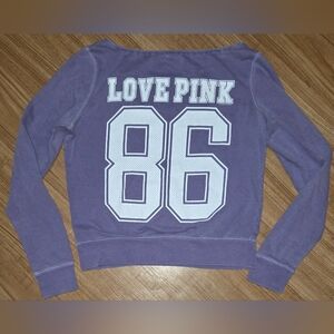 Victoria's Secret PINK Y2K 2010 Lilac Purple Off The Shoulder Sweatshirt Size M